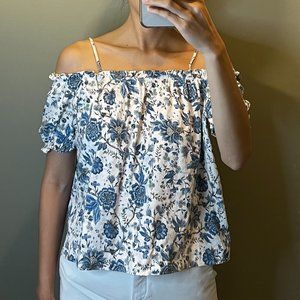 NWOT H&M Off-The-Shoulder Cotton Top with Narrow Shoulder Straps XS Women